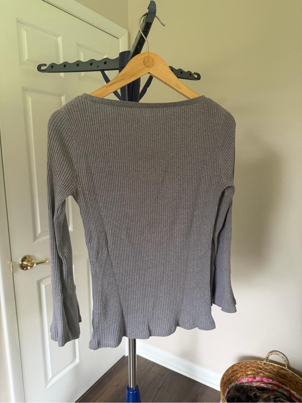 J. Crew Ribbed Scoop-Neck Long Sleeve Top - Gray - Picture 3 of 3